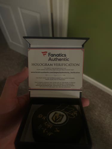 Mark Andre Fleury 50th career NHL shoutout signed puck
