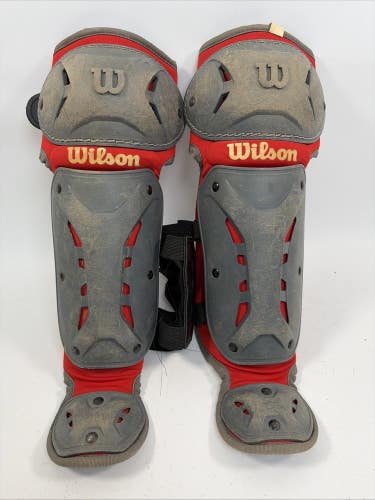 Wilson Baseball Catchers Shin Guards, 11", Red/Grey