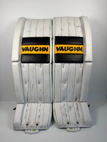 Used 34" + 1" Vaughn Pure Spec Vintage Pro Stock Goalie Leg Pads - White/Black/Gold