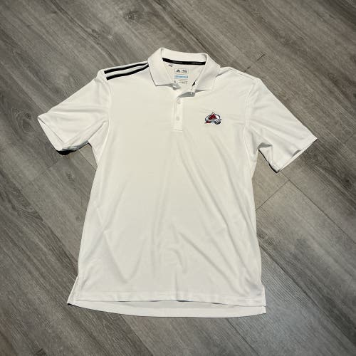 New White Adidas Colorado Avalanche Men’s Medium Golf Polo