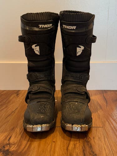 Thor Racing Blitz Motocross Boots Black 6Y (Big Kids / Youth) (Used)