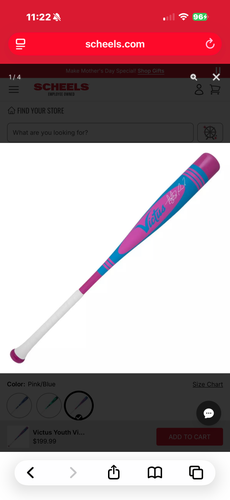 2026 Victus Vibe Alloy BBCOR Certified Bat (-10) 20 oz 30" (Used)