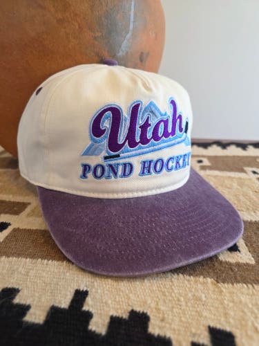 Utah Mammoth Hockey Club Celly Hockey Co Utah Pond Hockey White Snapback Hat NEW
