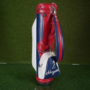 Vintage AMF Ben Hogan 8 Staff Golf Bag 6-Way Red White Blue w/ Rain Hood