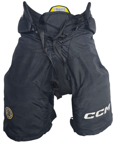 CCM HPTK Pro Stock Hockey Pants Large Bruins Black NHL Used #19 (15245)