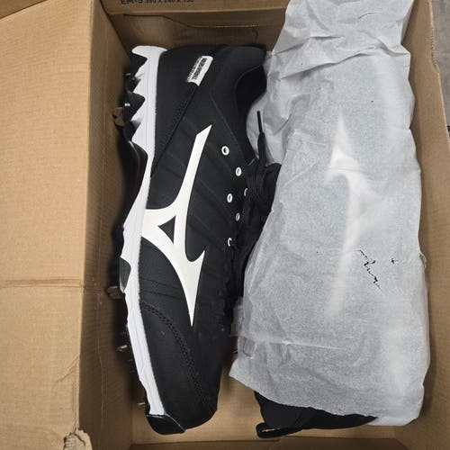 Black Men's Size 13.0 (W 14.0) Adult Mizuno Low Top Metal (New)