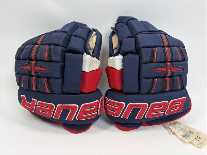 Bauer 4-Roll Pro Ice Hockey Gloves, Senior 13", Blue/Red