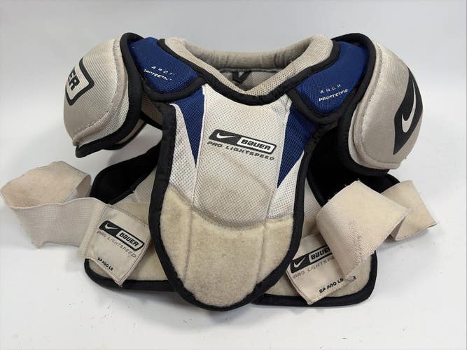 Bauer Pro Lightspeed Ice Hockey Shoulder Pads, Senior Medium, Blue/Grey