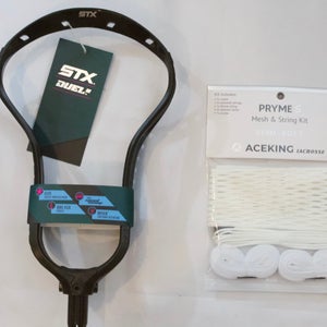NEW STX DUEL 3 Black Unstrung Head W/Semi Soft White Mesh String Kit