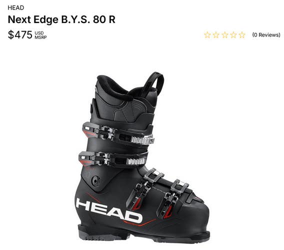 NEW men's Ski boots HEAD NEXT EDGE 80 R BLACK mondo size 26.5/ US 8.5