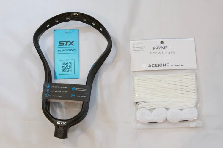 NEW STX Surgeon 1K Black Unstrung Head W/Semi Soft White Mesh String Kit