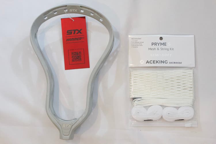 NEW STX Hammer 1K Grey Unstrung Head W/Semi Soft White Mesh String Kit