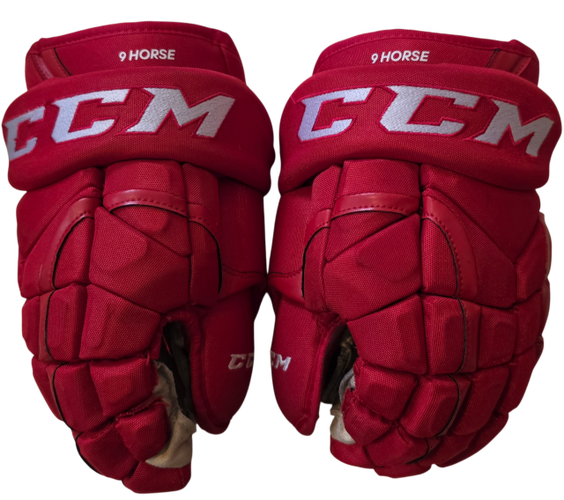 CCM HG12 Pro Stock Custom Hockey Gloves 13" Griffins AHL #9 (15371)