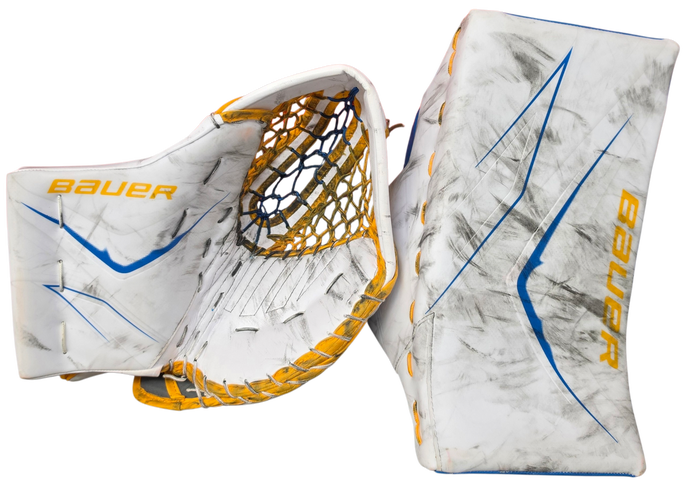 Bauer Supreme Shadow Goalie Glove And Blocker Pro Stock Used Flylite NOV (15390)