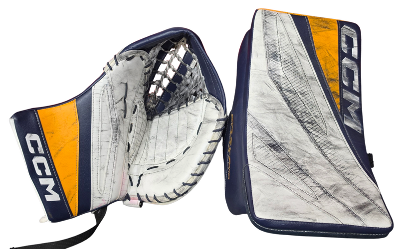 CCM Extreme Flex 7 Pro Goalie Glove and Blocker Set Custom Pro Stock Used NKO (15391)