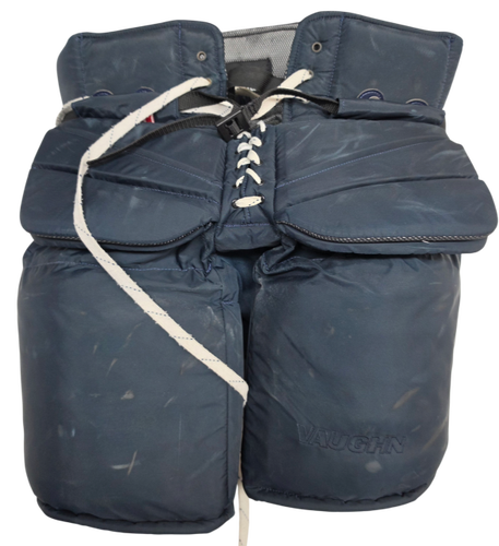 Vaughn Custom Pro Stock Hockey Goal Pants Large Navy Blue Used NHL MIC (15396)