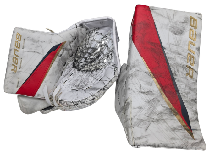 Bauer Hyperlite 2 Pro Goalie Glove And Blocker Pro Stock NHL Used Knight (15399)