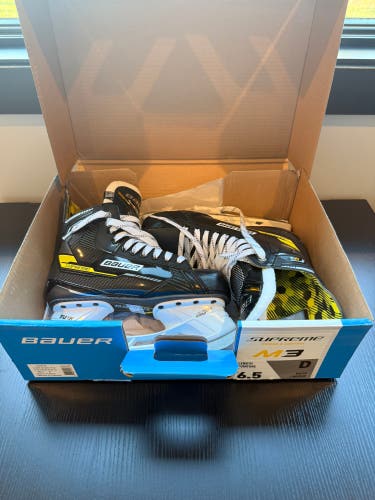 Black/Yellow 2022 Bauer Supreme M3 Hockey Skates Regular Width 6.5 (New)