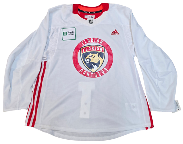 Adidas Custom Pro Stock Hockey Practice Jersey Panthers White 56 NEW MIC (15419)