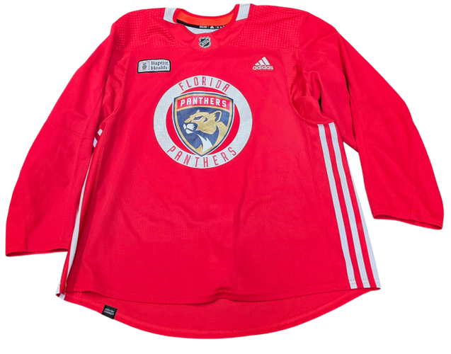 Adidas Custom Pro Stock Hockey Practice Jersey Panthers Red 56 Used MIC (15420)
