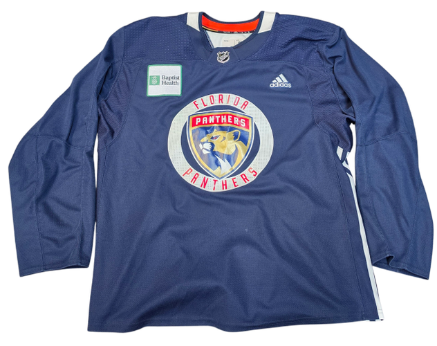 Adidas Custom Pro Stock Hockey Practice Jersey Panthers Navy 58 Used MIC (15421)