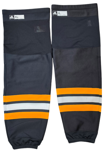 ADIDAS CUSTOM HOCKEY SOCKS BOSTON BRUINS PRO STOCK NHL BLACK XL USED (15422)
