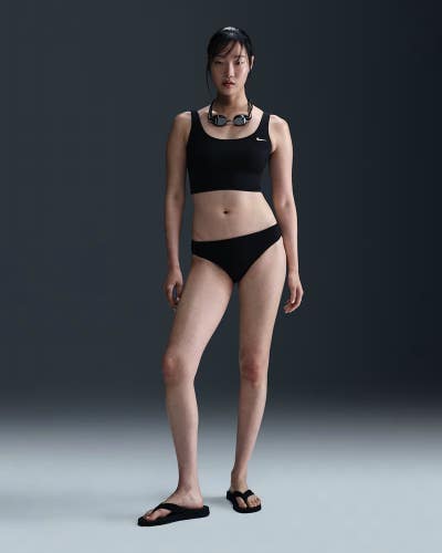 Nike Swim Effortless Essential Bikini Bottom Women Large Black Hipster DSGL1230