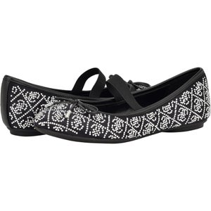 Guess Kairo Ballet Flats Women's US 7.5 M Black Satin Rhinestone Shoes HTAT1056