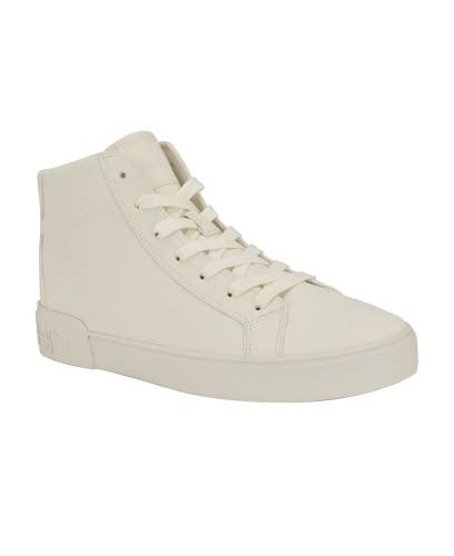 Calvin Klein Rexon Sneakers Mens 10.5M Ivory Faux Leather High Top Shoes HTAT908