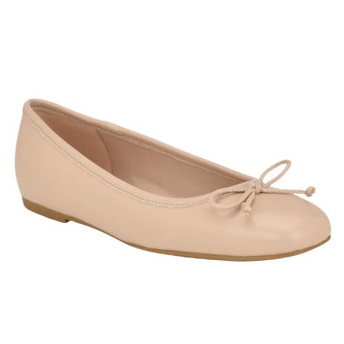 Calvin Klein Bronte Ballet Flat Women's US 7.5M Light Pink Bow Slip On HTAT906