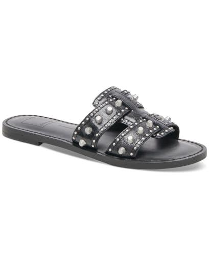 Dolce Vita Wesla Sandals Womens 8 M Black Leather Studded Slip On Slide HTAT1093