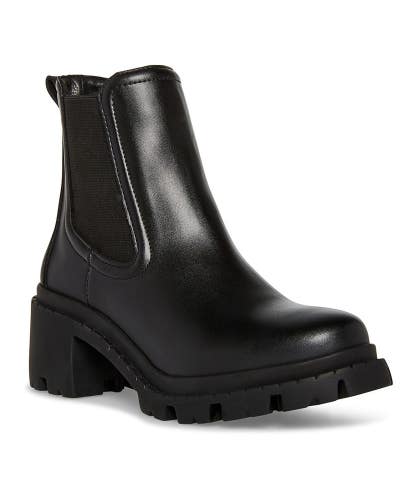 Steve Madden Zoltin Boots Womens US 8.5 Black Lug Sole Block Heel Bootie HTAT872