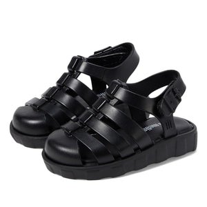 Mini Melissa Megan BB Sandals Girls US 12 M Black Round Toe Fisherman HTAT1108