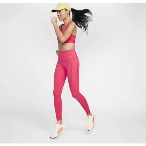 Nike Universa Leggings Women's Large Pink Stretch High-Waisted Ankle DSGL1084