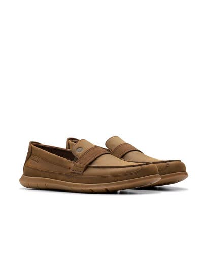 Clarks Flexway Band 26181971 Loafers Men US 13 Brown Leather Casual Shoes LIQ592