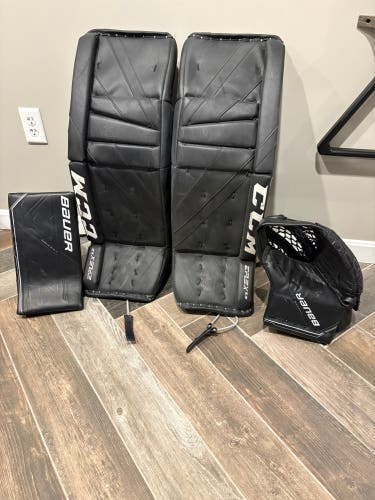 34" CCM Extreme Flex 5.9 Regular Goalie Bauer ms pro glove and blocker(Used)