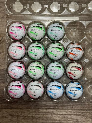 15 TaylorMade SpeedSoft Golf Balls with Ink Design - 5A/4A Condition