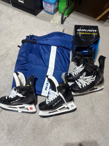 Black 2023 Bauer Vapor Hyperlite 2 Hockey Skates Regular Width Pro Stock 7 (New)