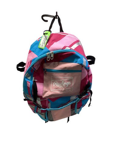 Used Rawlings 2 BAT YOUTH BACKPACK PINK/BLUE BB/SB Player Backpack Pink 11347-S000268019