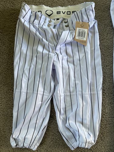 NWT Adult Small EvoShield Knicker Game Pant White w/ Black Pinstripes