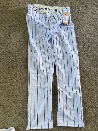 NWT EvoShield Salute Relax Game Pants Adult Small White with Black Pinstripes