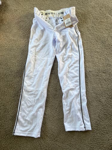 NWT EvoShield Salute Relax Game Pants Adult Small White with Black Piping