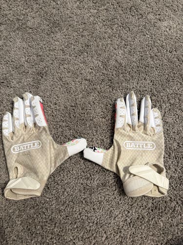 White Large Adult Battle Gloves (New)
