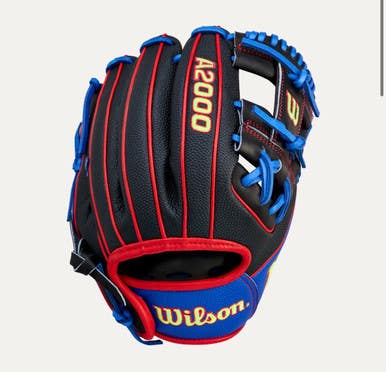 New 2026 SUMMER A2000 RHT 11.5IN DP BLACK/RED/BLUE BASEBALL GLOVE 11834-WILWBW104601115