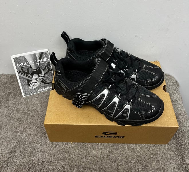 Exustar E-SM842 Unisex Cycling Shoes U.S. Women’s Sz 8.5 Men’s Size 7 Black MTB