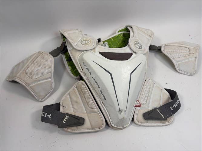 Maverik M5 Lacrosse Elbow Pads w/ EKG Guard, Medium, White