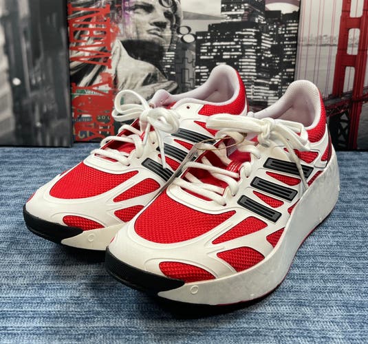 Adidas Adizero Aruku Lace Up White Red Sneakers Running Shoes Men's Sz 10.5 NEW