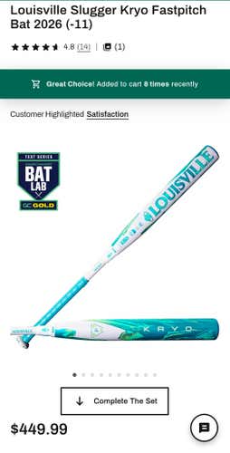 Louisville Slugger Kryo Composite Bat (-11) 29 oz 30" (New)