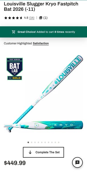 2026 Louisville Slugger Kryo Composite Bat (-11) 19 oz 30" (New)