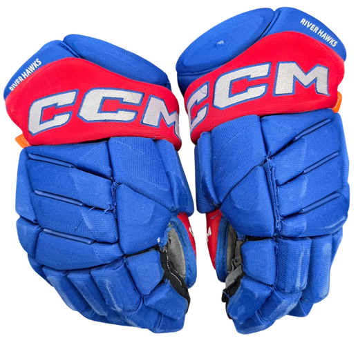 CCM Jetspeed Pro Stock Custom Hockey Gloves 15" UML NCAA USED #22 (15494)